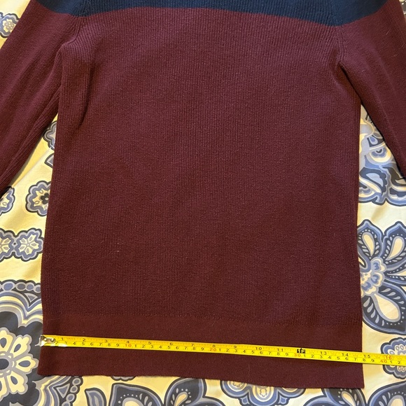 EXPRESS Mens Size S Burgundy/Dark blue 100% Cotton Pullover Sweater Crew Neck - Picture 7 of 9